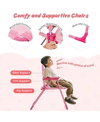 Gouun Kids 4-Piece Folding Picnic Table Set with Adjustable Umbrella