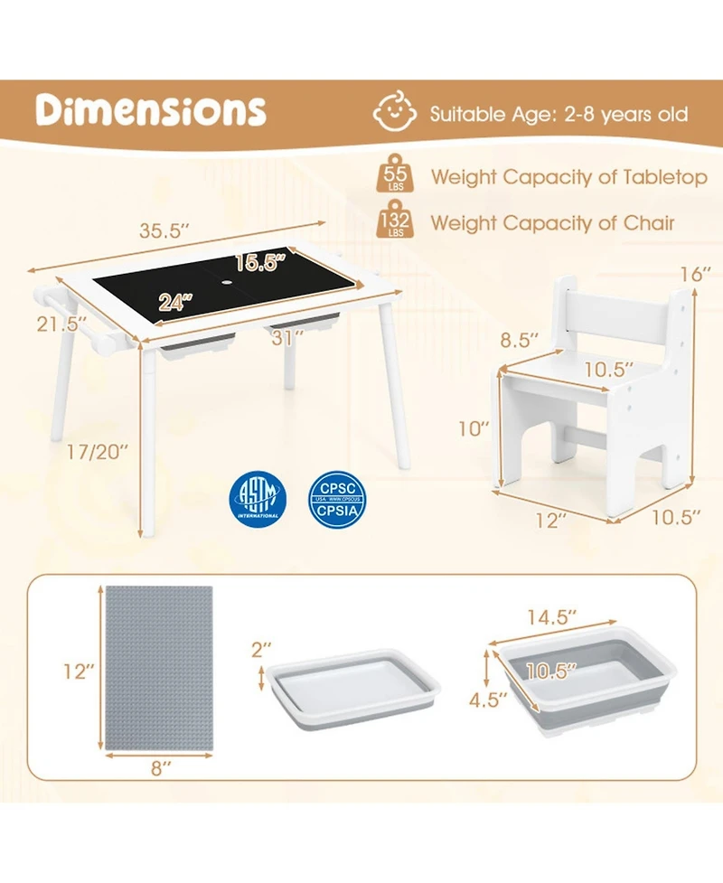 Gouun Kids Sensory Table and Chair Set with Foldable Bins and Paper Roll