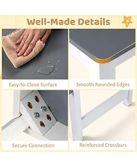 Gouun Kids Art Table and Stool Set with Paper Roll and 4 Paint Cups