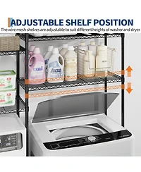Homfan 4-Tier Over Washer and Dryer Storage Rack - Adjustable Metal Shelves with Clothes Drying Rods and Hooks