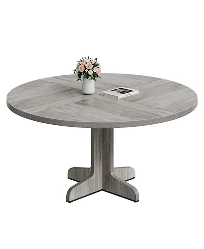 gaomon 4-Person Round Wooden Pedestal Dining Table