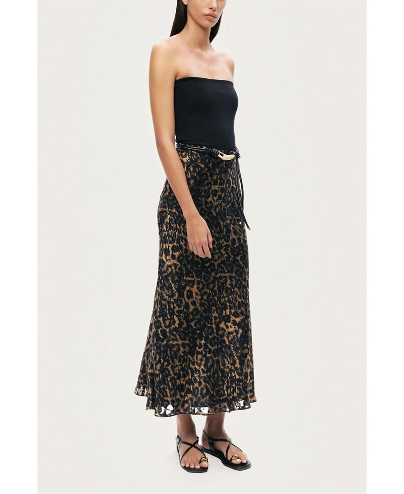 Nocturne Women's Printed Leopard Midi Skirt
