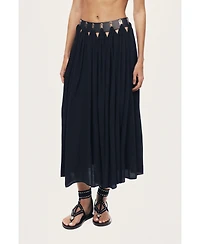 Nocturne Women's Pleated Ring-Detail Midi Skirt