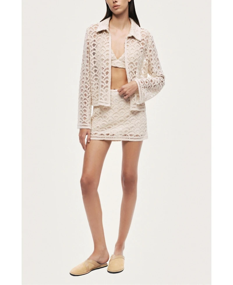 Nocturne Women's High-Waisted Lace Mini Skirt