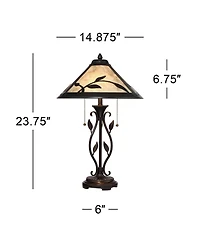 Franklin Iron Works Feuille 23 3/4" High Leaf and Vine Farmhouse Rustic Accent Table Lamps Set of 2 with Pull Chain