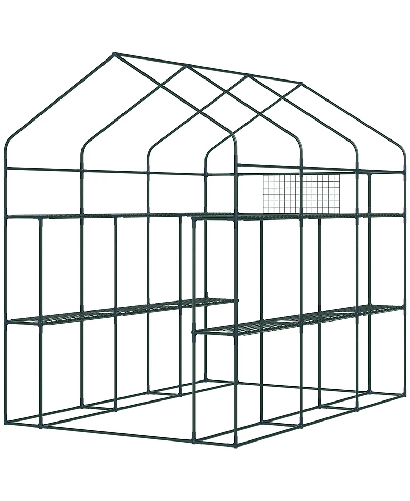 Outsunny Walk-in house, 18 Shelves, 84.25" x 56.25" x 76.75",