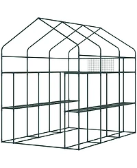 Outsunny Walk-in house, 18 Shelves, 84.25" x 56.25" x 76.75",