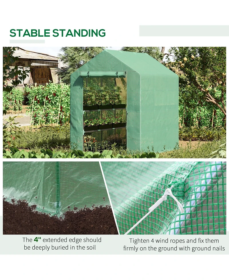 Outsunny 7' x 5' x 6' Walk-In house, Pe Cover,