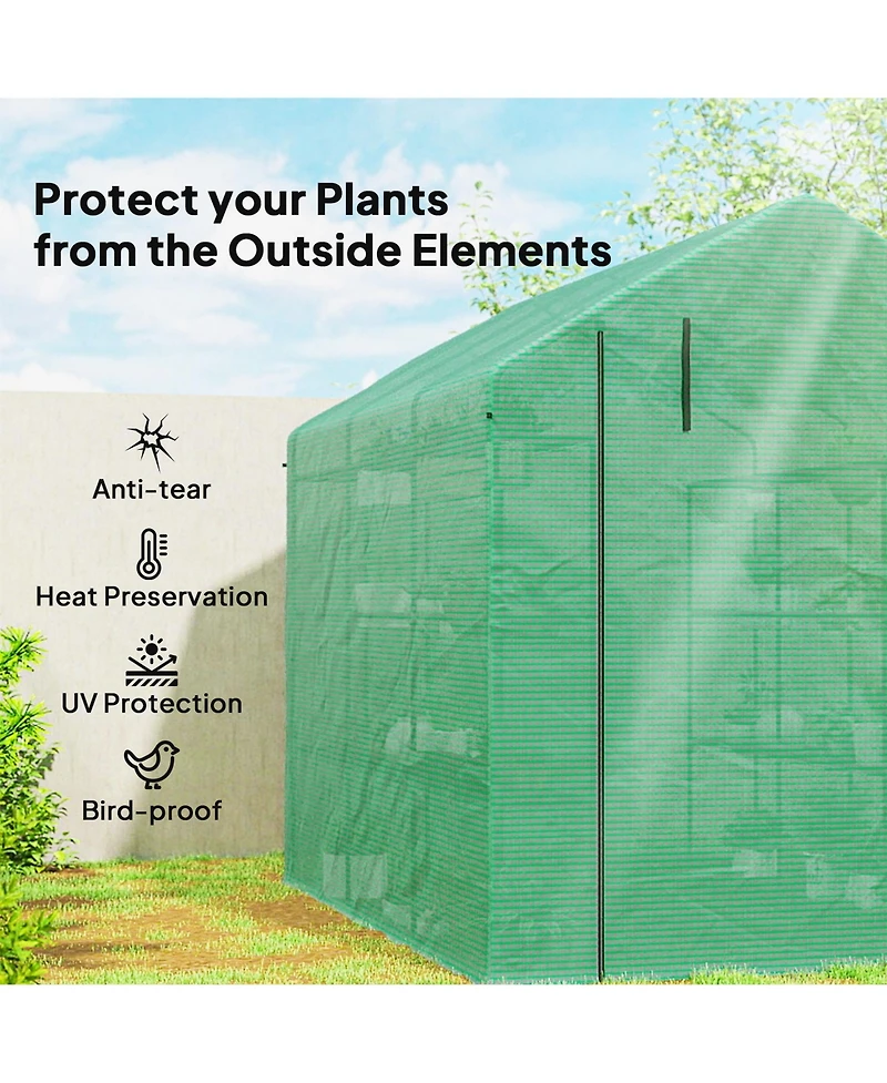 Outsunny Walk-in house, 18 Shelves, 95.25" x 70.75" x 82.75",