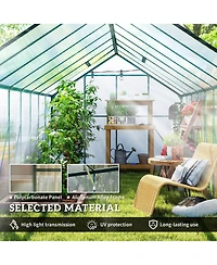 Outsunny 16' x 8' Polycarbonate Walk-in Garden house w/ Sliding Door