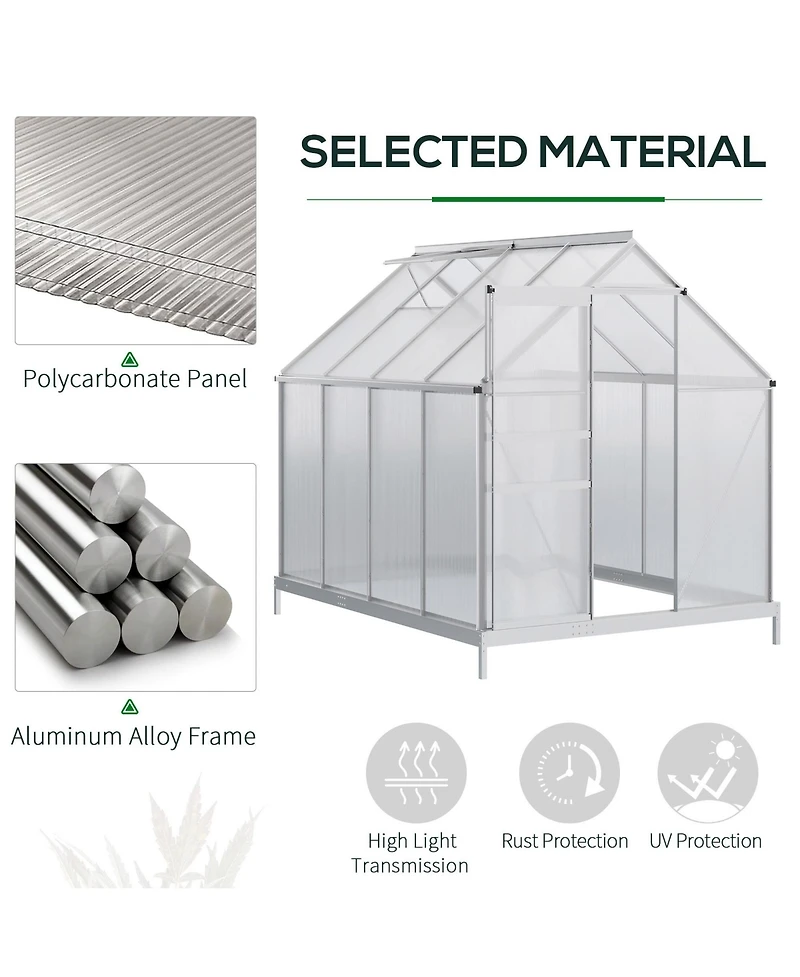 Outsunny 8' x 6' x 6.5' Large Polycarbonate Walk-in house,