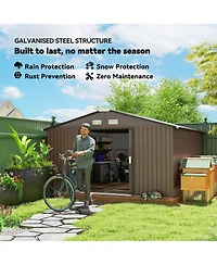 Outsunny 11' x 13' Storage Shed Garden Tool House w/ Vents Doors