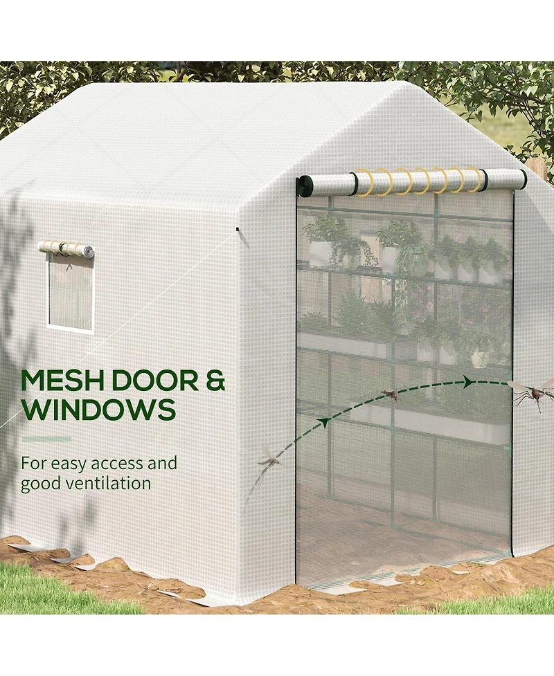 Outsunny 8' x 6' x 7' Portable Walk-in house with Shelf,