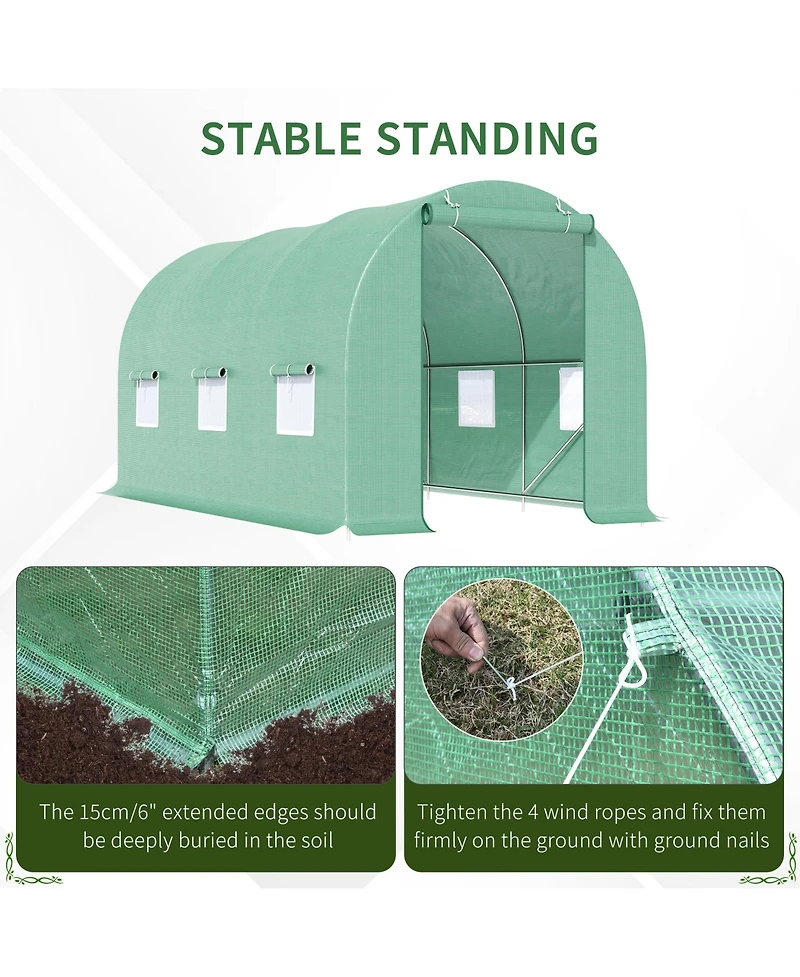 Outsunny 15' x 6' x 7' Walk-In Gardening Plant house w/ Pe Cover,