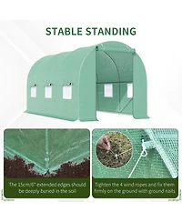 Outsunny 15' x 6' x 7' Walk-In Gardening Plant house w/ Pe Cover,