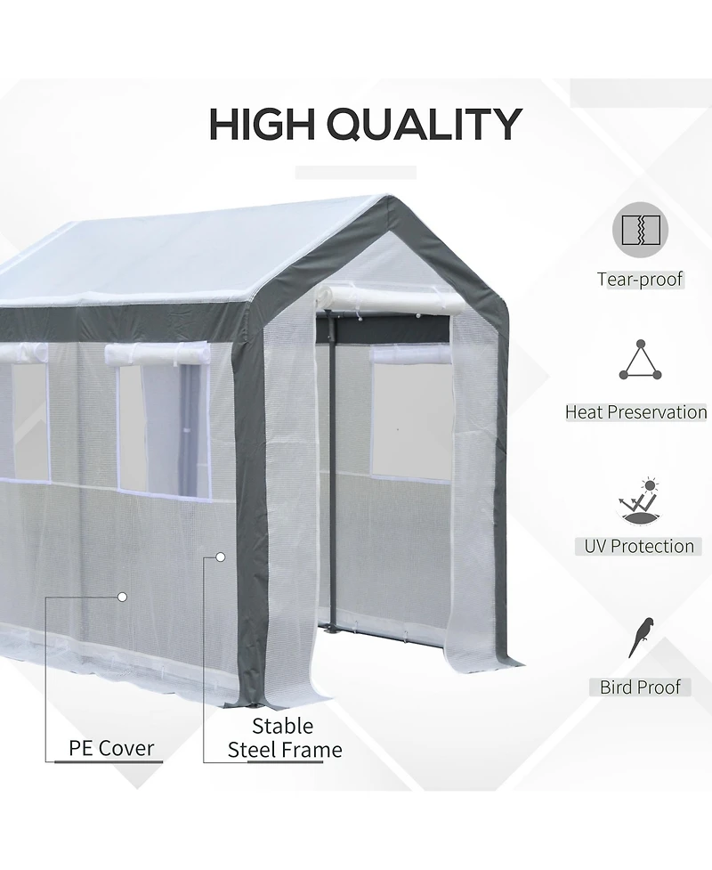 Outsunny 8' x 6' x 7.5' Steeple Walk-In house Tunnel Portable Garden Steel Frame