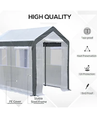 Outsunny 8' x 6' x 7.5' Steeple Walk-In house Tunnel Portable Garden Steel Frame