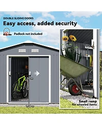 Outsunny 11' x 12.6' Storage Shed Garden Tool House w/ Vents Doors Charcoal