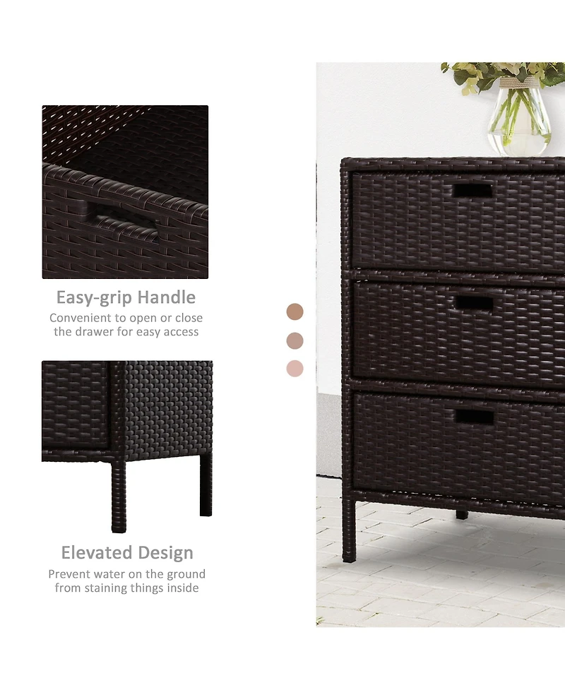 Outsunny Patio Wicker Pool Cabinet