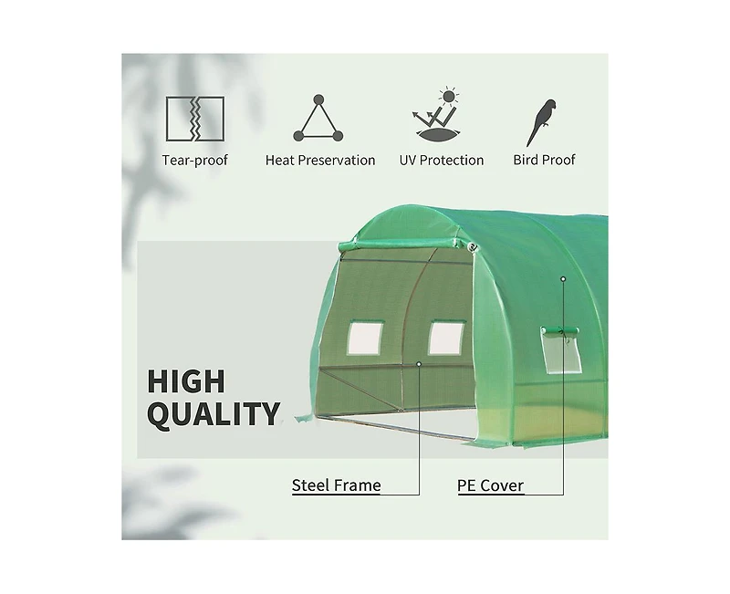 Outsunny Large 10' x 10' house, Hoop Hot House, Zipper Door,