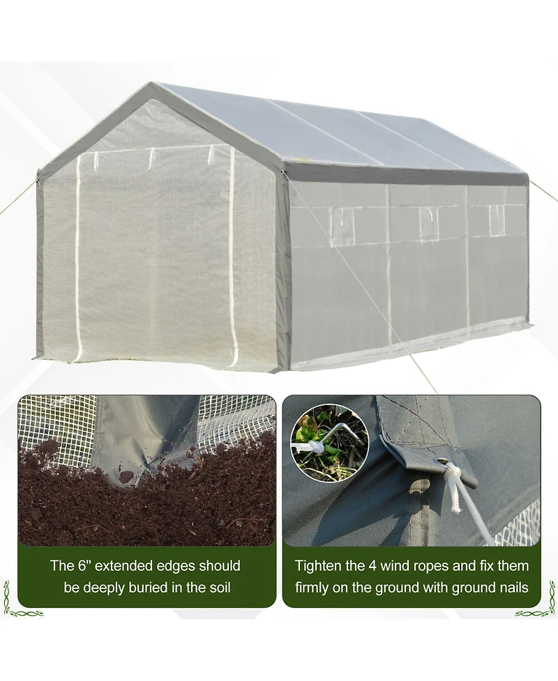 Outsunny Walk-in house with Windows Roll Up Door 20' x 10' x 9',