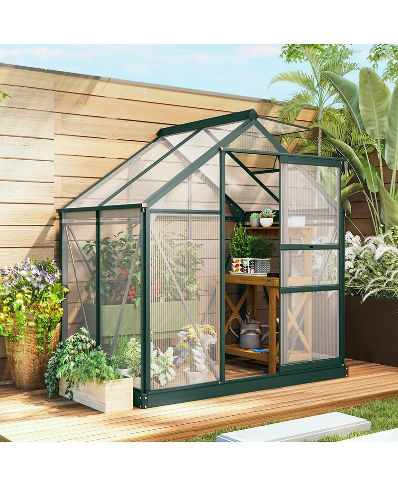 Outsunny 6' x 4' x 7' Large Polycarbonate Walk-in house,