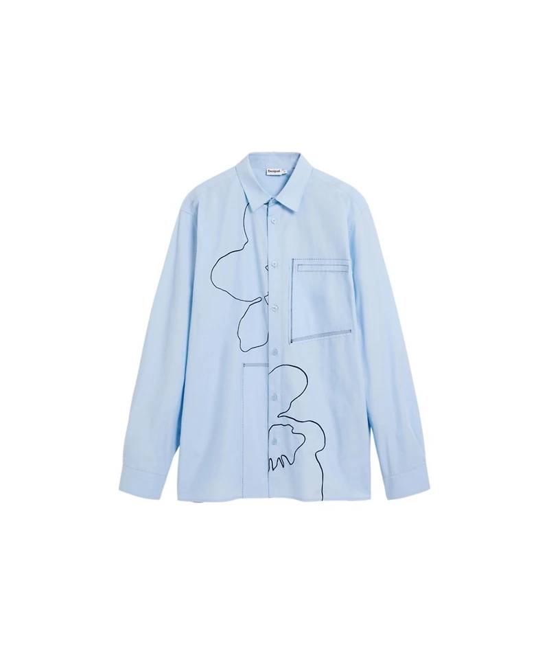 Desigual Men's Shirt With Embroidered Topstitching