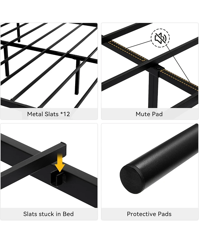gaomon Metal Bed Frame with Heart Headboard and Footboard, Platform Design with Underbed Storage