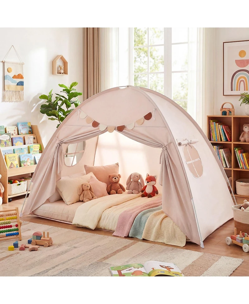 Slickblue Indoor Twin Kids Tent with Canopy and 2 Mesh Windows