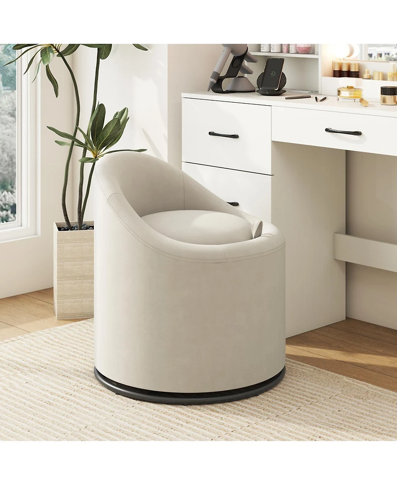 Gouun 360-Degree Swivel Barrel Chair with Hidden Storage Compartment