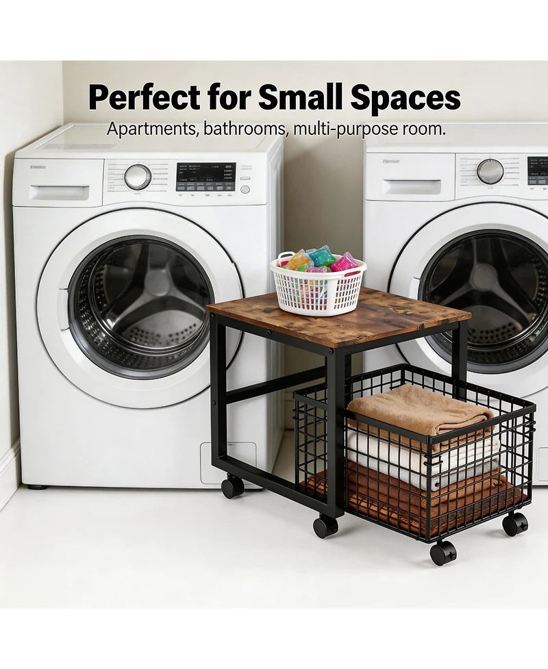 Homfan Heavy Duty Rolling Storage Cart with Drawer - Lockable Wheels, for Bathroom, Laundry Room