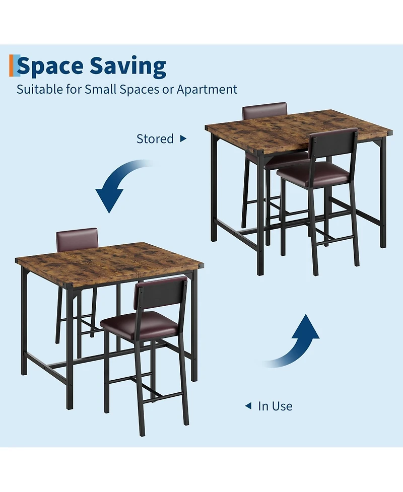 gaomon 3-Piece 2-Person Counter-Height Bar Table Set