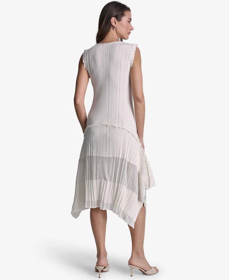Bcbg Women's Pleated Crewneck High-Low Dress