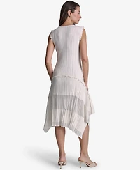 Bcbg Women's Pleated Crewneck High-Low Dress