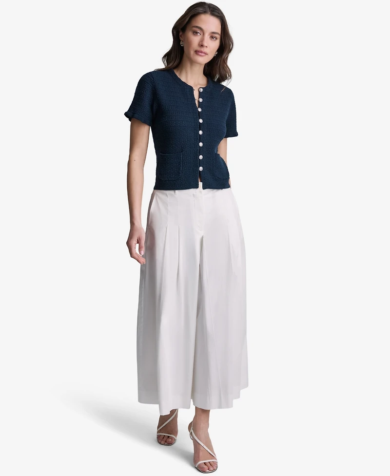Bcbg Women's Tweed Short-Sleeve Cropped Cardigan