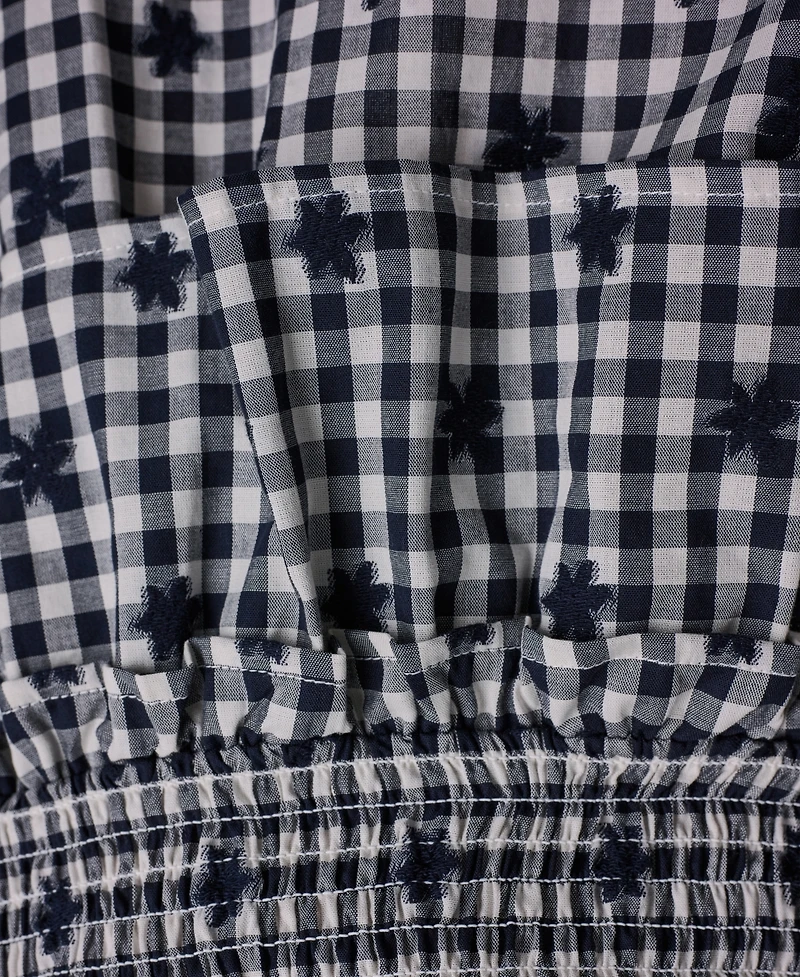Bcbg Women's Gingham Smocked-Waist Pull-On Mini Skirt
