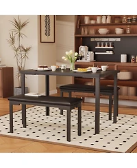 gaomon 4-Person 3-Piece Dining Set with 2 Upholstered Benches