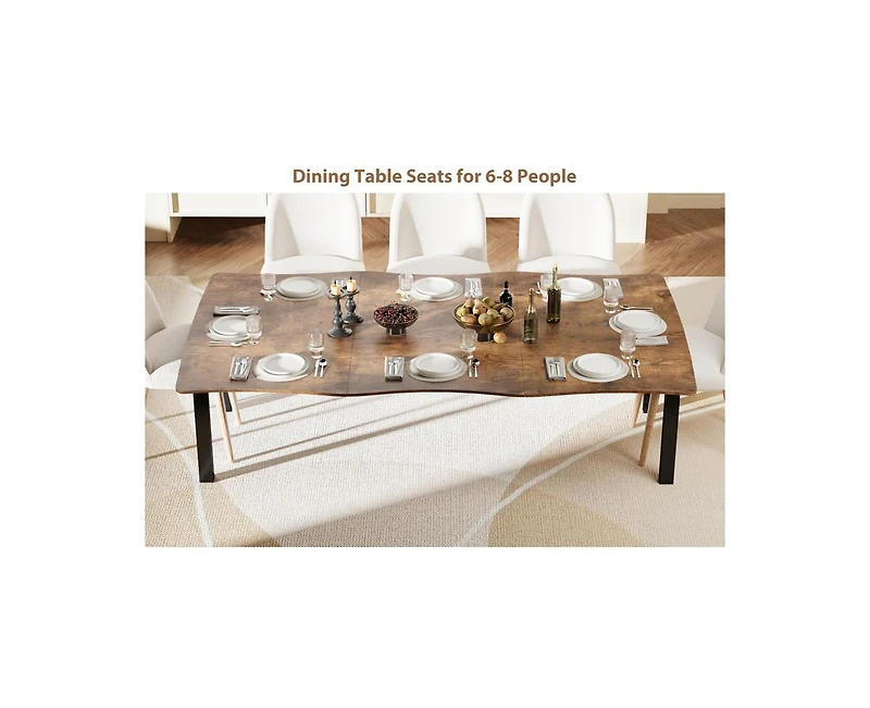 gaomon 6-8 Person Modern Wooden Dining Table with Wave Edge