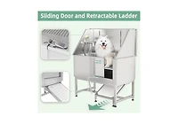 Aecojoy 50” Height Adjustable Stainless Steel Dog Bathtub with Ramp