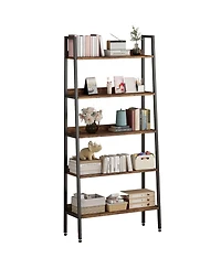 gaomon 5-Tier Industrial Metal Frame Bookshelf, Adjustable Feet Farmhouse Open Bookcase