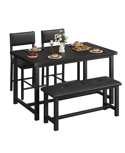 gaomon 4-Piece Industrial Rustic Dining Set with Bench