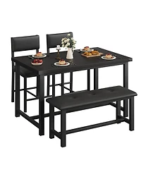 gaomon 4-Piece Industrial Rustic Dining Set with Bench