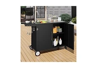 Aecojoy Outdoor Kitchen Sink with Hose Hook up, Stainless Steel Grill Prep Table Kitchen Cabinets Island