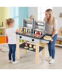 Slickblue Wooden Kids Grill Playset Bbq Toy with Food and Accessories