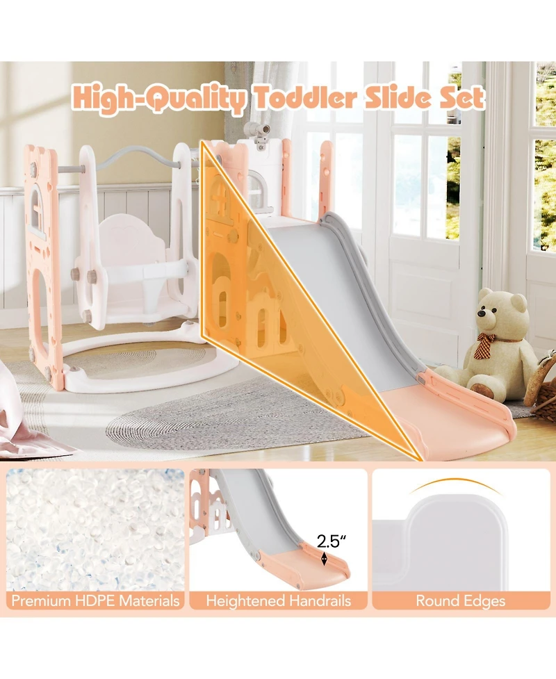Slickblue 7 1 Toddler Slide and Swing Set L Shaped with Hoop