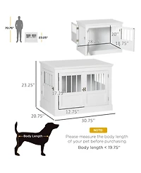 Aostirmotor Dog Crate End Table with Triple Doors, Wooden Indoor Puppy Kennel with Steel Tubes for Small Dogs