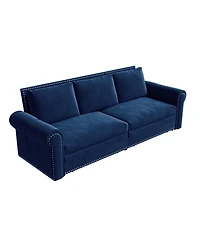 Streamdale Furniture Chesterfield Velvet Pull Out Sofa Bed, Nailhead Trim