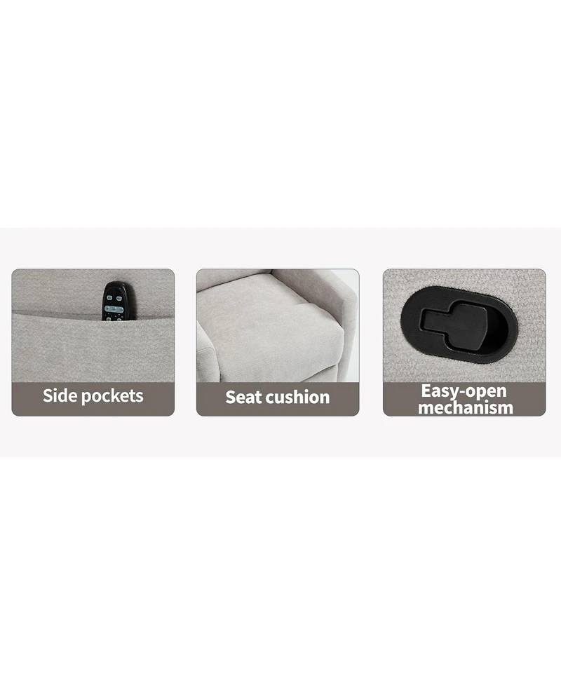 Streamdale Furniture Streamdale Heat Massage Rocker Recliner Chair, Swivel Fabric