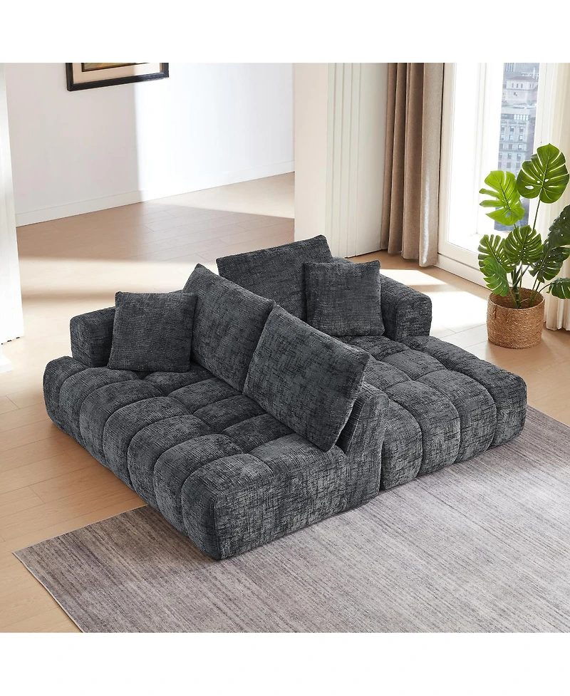 Streamdale Furniture Chenille L-Shape Luxury Sectional Sofa, Minimalist Design