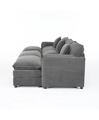 Streamdale Furniture Oversized Deep Seat Sectional Cloud Sofa Sleeper with 3 Ottomans & Pillows